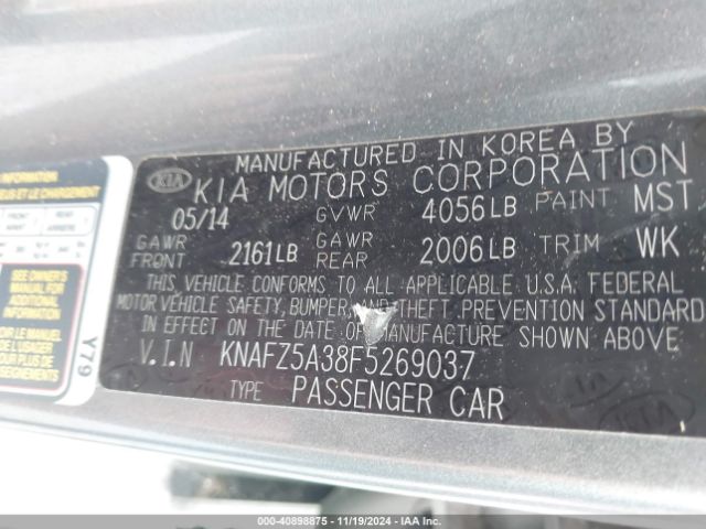 KNAFZ5A38F5269037 KIA FORTE SX