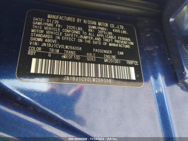 JN1BJ1CV0LW266058 Nissan Rogue Sport S Fwd Xtronic Cvt