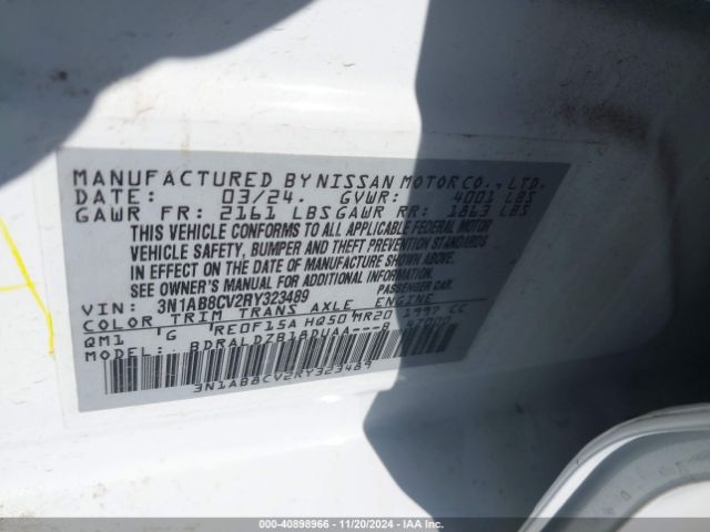 3N1AB8CV2RY323489 Nissan Sentra Sv Xtronic Cvt