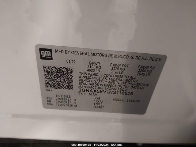 Chevrolet Equinox Awd 1fl 2022 3GNAX5EV1NS118616 Image 9