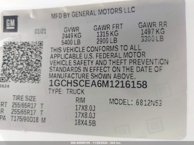 1GCHSCEA6M1216158 Chevrolet Colorado 2wd  Long Box Lt