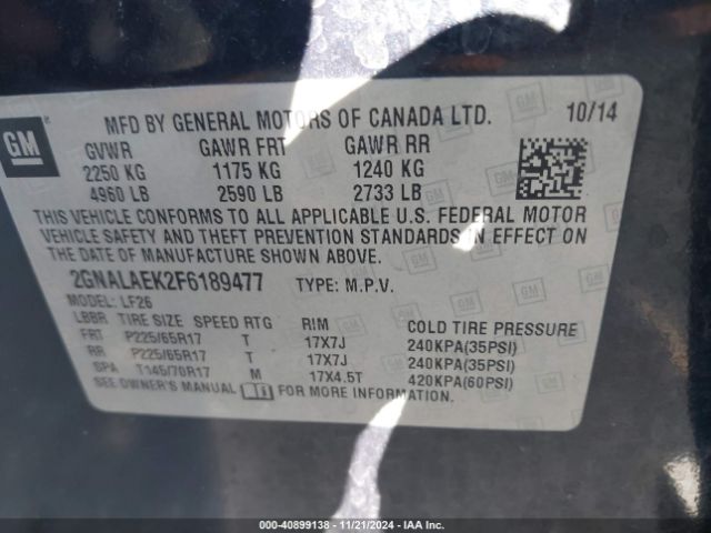 2GNALAEK2F6189477 Chevrolet EQUINOX LS