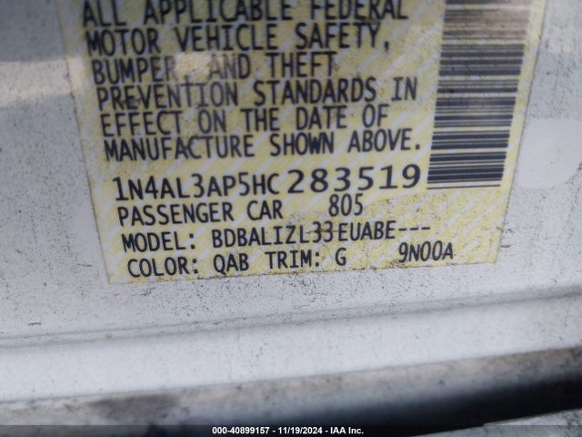 Nissan Altima 2.5 Sv 2017 1N4AL3AP5HC283519 Image 9