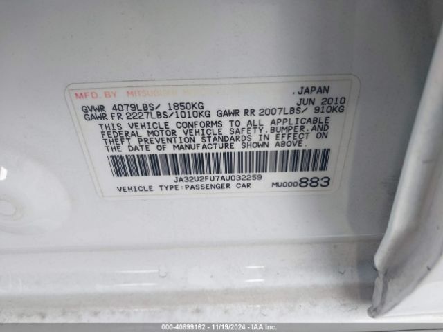 2010 MITSUBISHI LANCER JA32U2FU7AU032259 Photo 8
