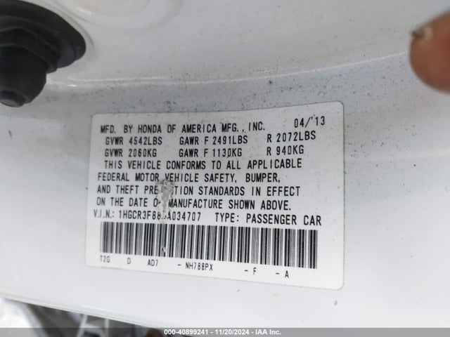 Продажа на аукционе авто 2013 Honda Accord Ex-l V-6, vin: 1HGCR3F88DA034707, номер лота: 40899241