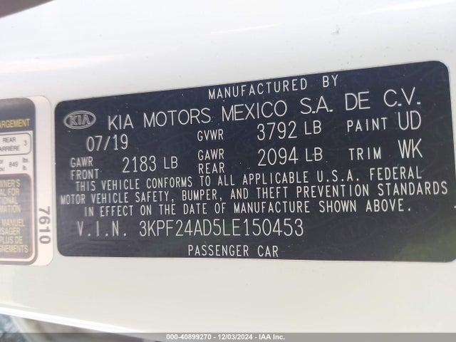KIA Forte Lxs 2020 3KPF24AD5LE150453 Image 9