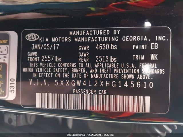 5XXGW4L2XHG145610 KIA Optima Sx Turbo