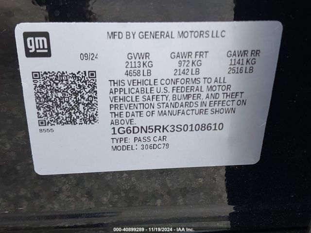 1G6DN5RK3S0108610 Cadillac Ct5 Premium Luxury
