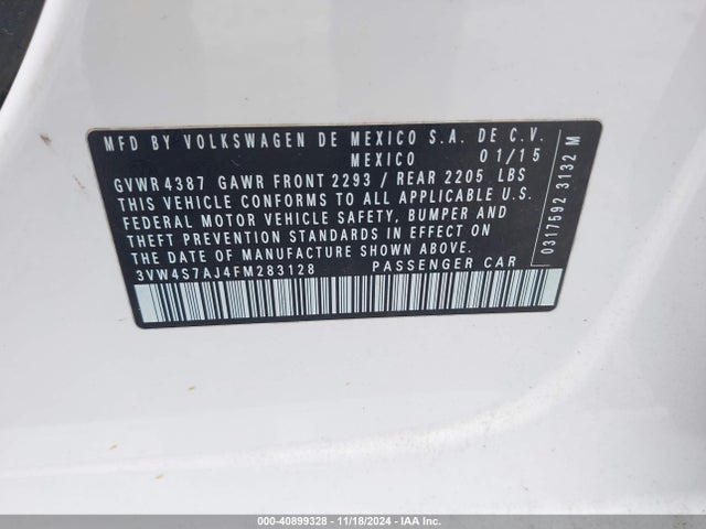 3VW4S7AJ4FM283128 Volkswagen Jetta 2.0t Gli Sel