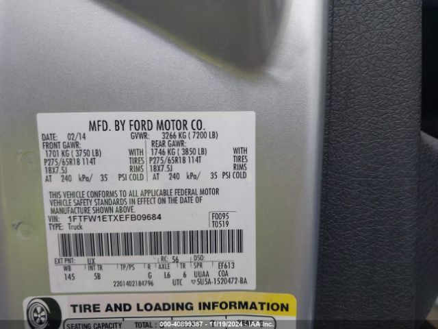 1FTFW1ETXEFB09684 Ford F-150 Fx4