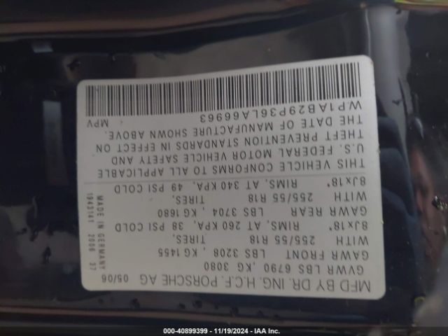 2006 PORSCHE CAYENNE WP1AB29P36LA66963 Photo 8