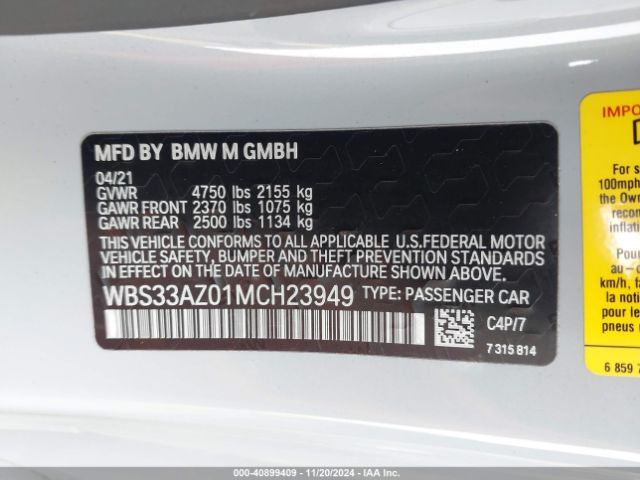 WBS33AZ01MCH23949 BMW M4 Competition