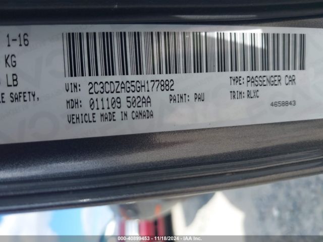 2C3CDZAG5GH177882 Dodge Challenger Sxt Plus