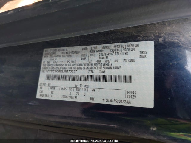 Ford Transit-150 Cargo Van 2020 1FTYE1C8XLKB73657 Image 9