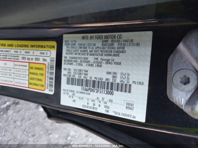 1FA6P0H73F5113000 Ford FUSION SE