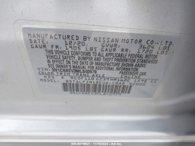 Nissan Versa Sv Xtronic Cvt 2021 3N1CN8EV3ML840979 Image 9