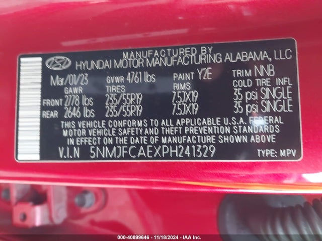 Hyundai TUCSON SEL 2023 5NMJFCAEXPH241329 Image 9