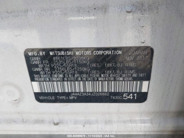 2018 MITSUBISHI OUTLANDER JA4AZ3A34JZ026662 Photo 8