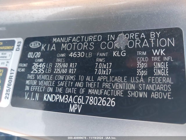 KIA Sportage Lx 2020 KNDPM3AC6L7802626 Image 9