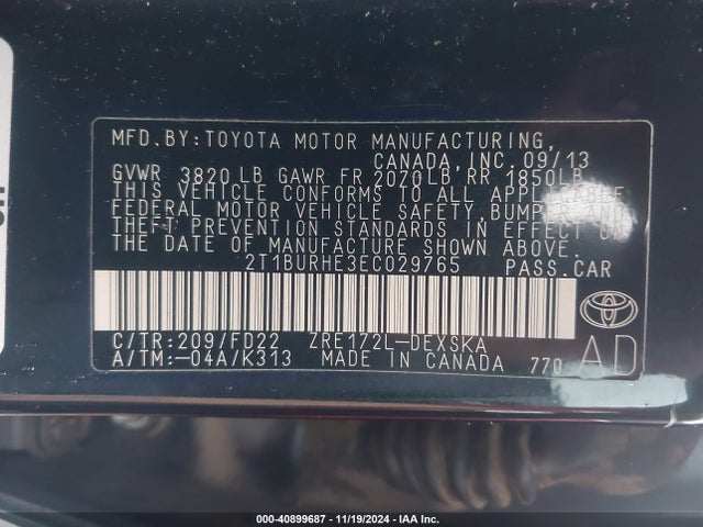 Toyota Corolla S Plus 2014 2T1BURHE3EC029765 Image 9