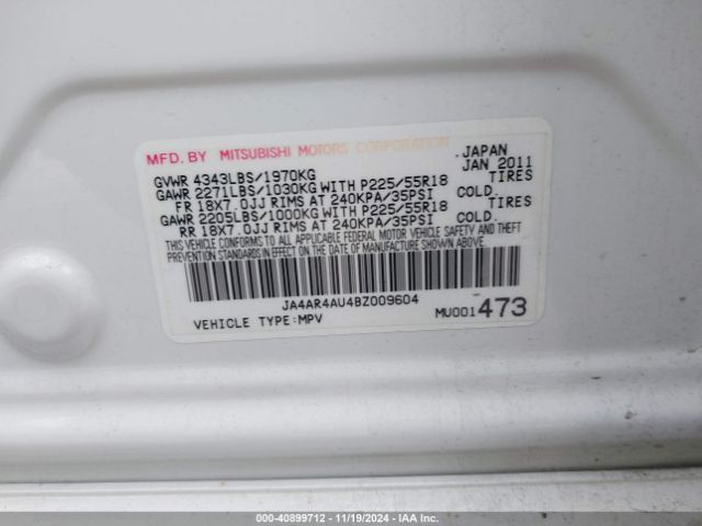 2011 MITSUBISHI OUTLANDER SPORT JA4AR4AU4BZ009604 Photo 8