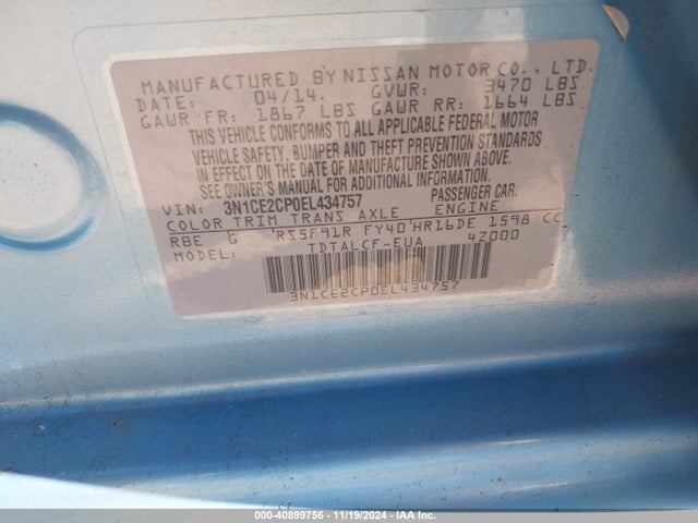 Nissan Versa Note S (sr) 2014 3N1CE2CP0EL434757 Image 9