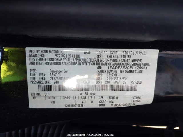 Ford FOCUS SE 2014 1FADP3F20EL175951 Image 9