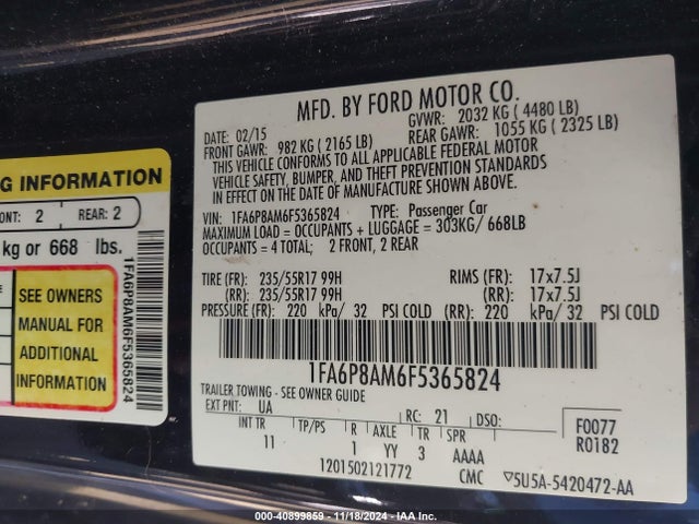 1FA6P8AM6F5365824 Ford Mustang V6