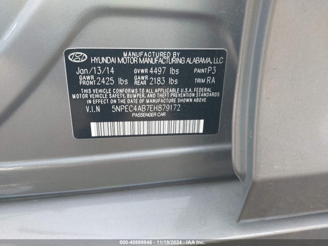 5NPEC4AB7EH879172 Hyundai Sonata Se 2.0t