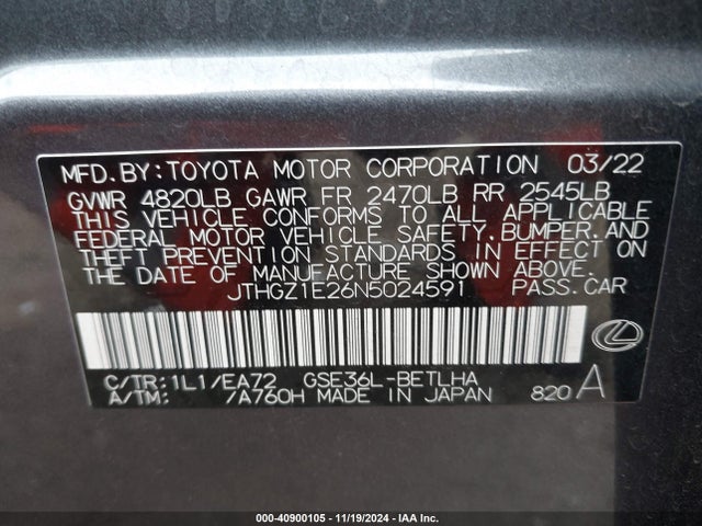 JTHGZ1E26N5024591 Lexus Is 350 F Sport