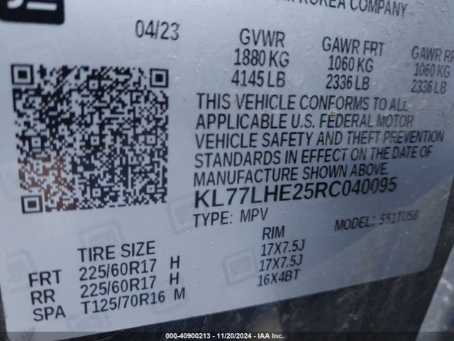 KL77LHE25RC040095 Chevrolet Trax Fwd Lt