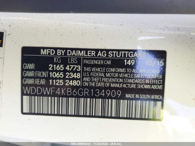 WDDWF4KB6GR134909 Mercedes-Benz C 300 4matic/luxury 4matic/sport 4matic