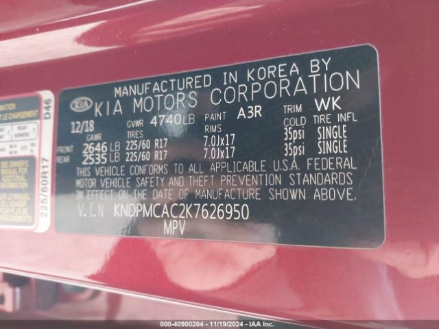 KNDPMCAC2K7626950 KIA Sportage Lx