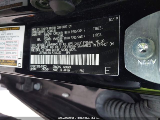 JTEBU5JRXL5761239 Toyota 4RUNNER SR5