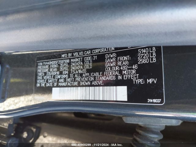 YV440MDB5F2597998 Volvo Xc60 T5 Premier