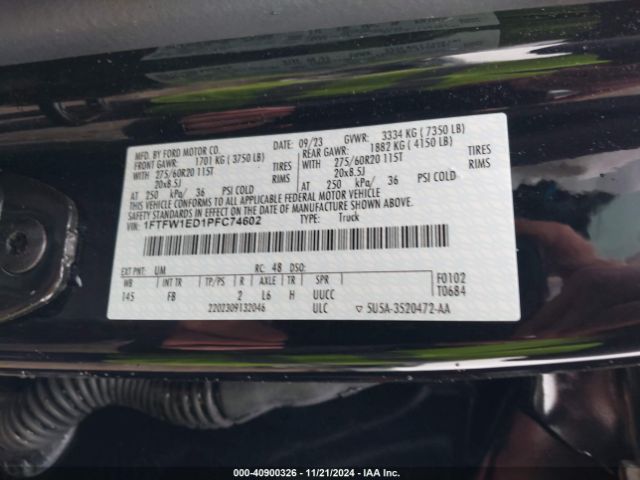 1FTFW1ED1PFC74602 Ford F-150 Xlt