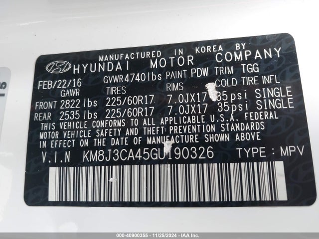 Hyundai TUCSON SE 2016 KM8J3CA45GU190326 Image 9