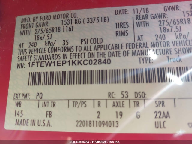 Ford F-150 Xlt 2019 1FTEW1EP1KKC02840 Image 9