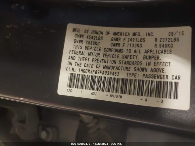 1HGCR3F87FA036452 Honda Accord Ex-l V-6