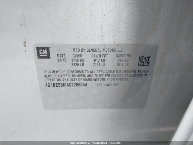 1G1BE5SM4G7268244 Chevrolet Cruze Lt Auto