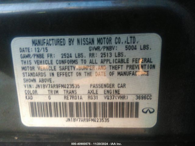 JN1BV7AR9FM423535 Infiniti Q50