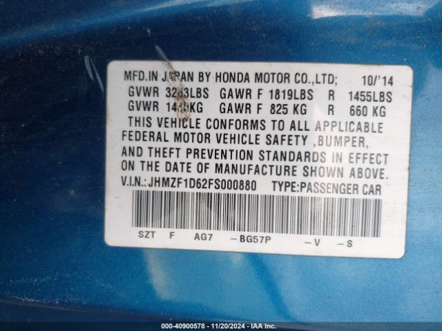 JHMZF1D62FS000880 Honda CR-Z EX
