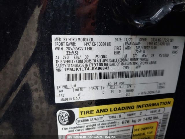 1FMJK1LT4LEA96843 Ford Expedition Platinum Max