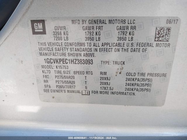 1GCVKPEC1HZ383093 Chevrolet Silverado 1500 Custom