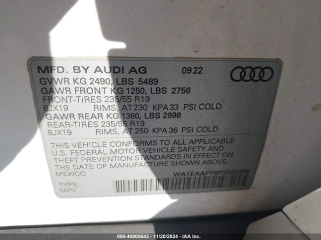 WA1EAAFY8P2029308 Audi Q5 Premium Plus 45 Tfsi S Line Quattro