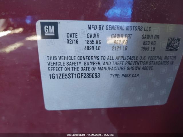 1G1ZE5ST1GF235083 Chevrolet MALIBU 1LT