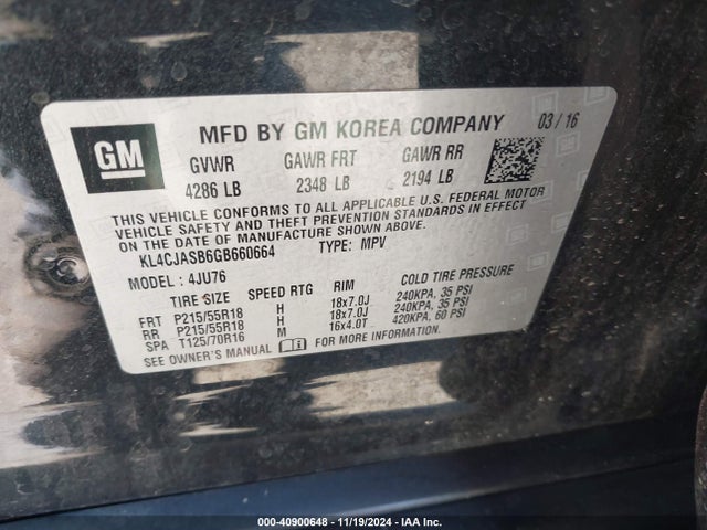 Buick Encore 2016 KL4CJASB6GB660664 Image 9