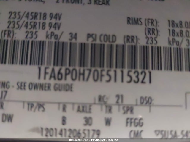 Ford FUSION SE 2015 1FA6P0H70F5115321 Image 9
