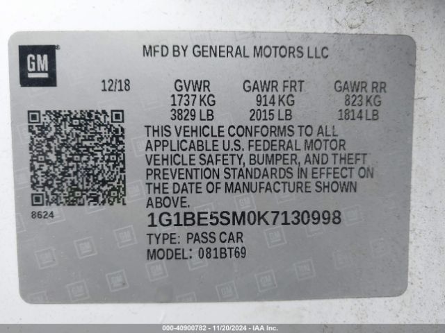 1G1BE5SM0K7130998 Chevrolet CRUZE LT