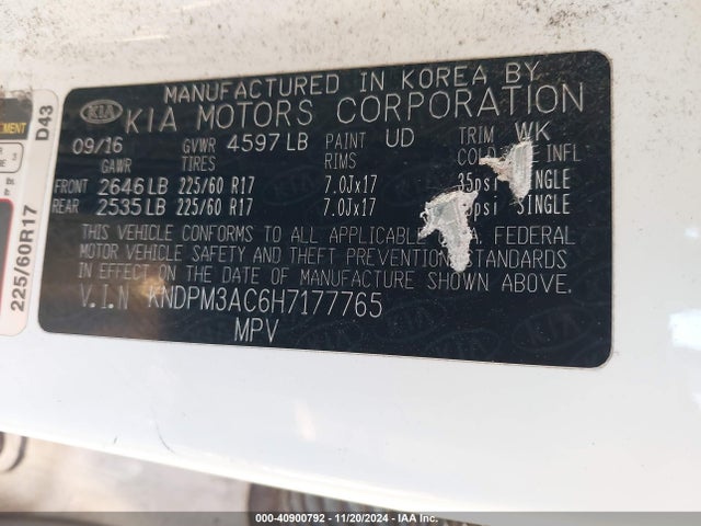 KIA Sportage Lx 2017 KNDPM3AC6H7177765 Image 9